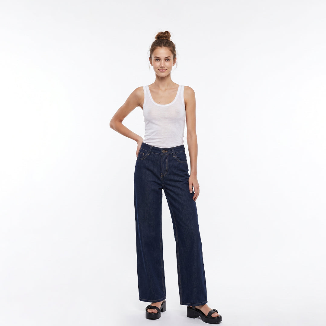 Jeans wide leg denim oscuro