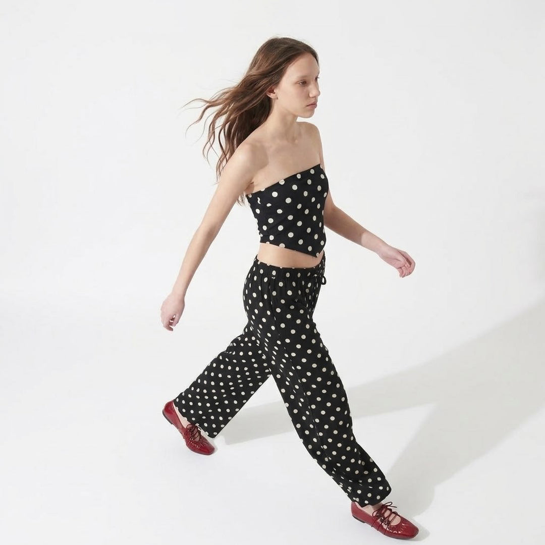 Pantalón ancho holgado polka dots