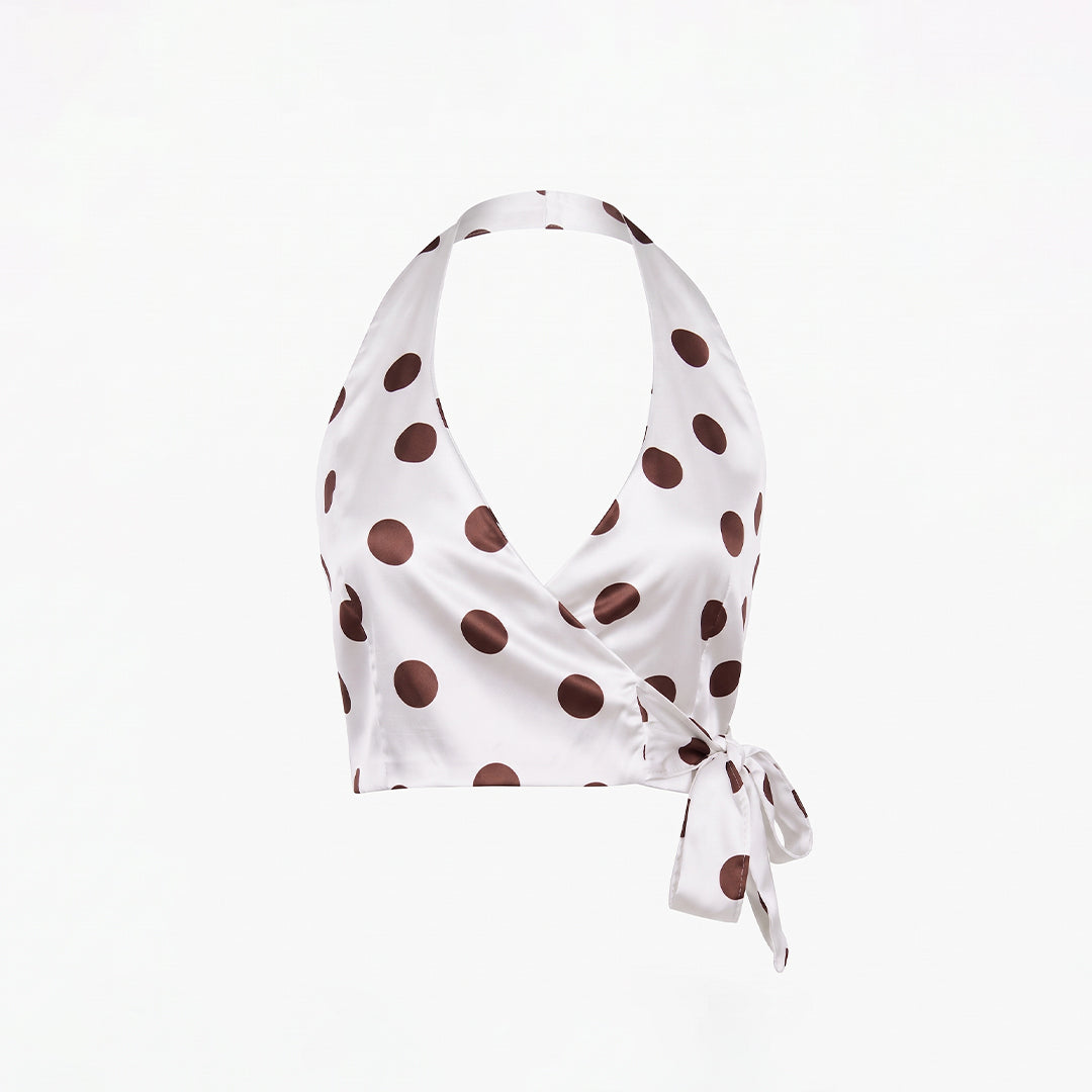 Crop top polka dots satinado