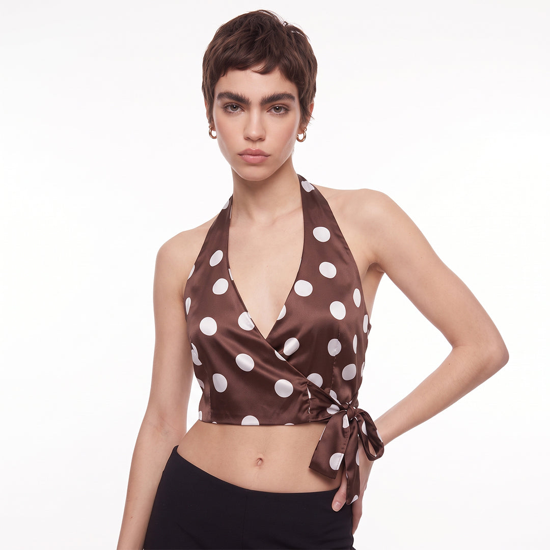 Crop top polka dots satinado