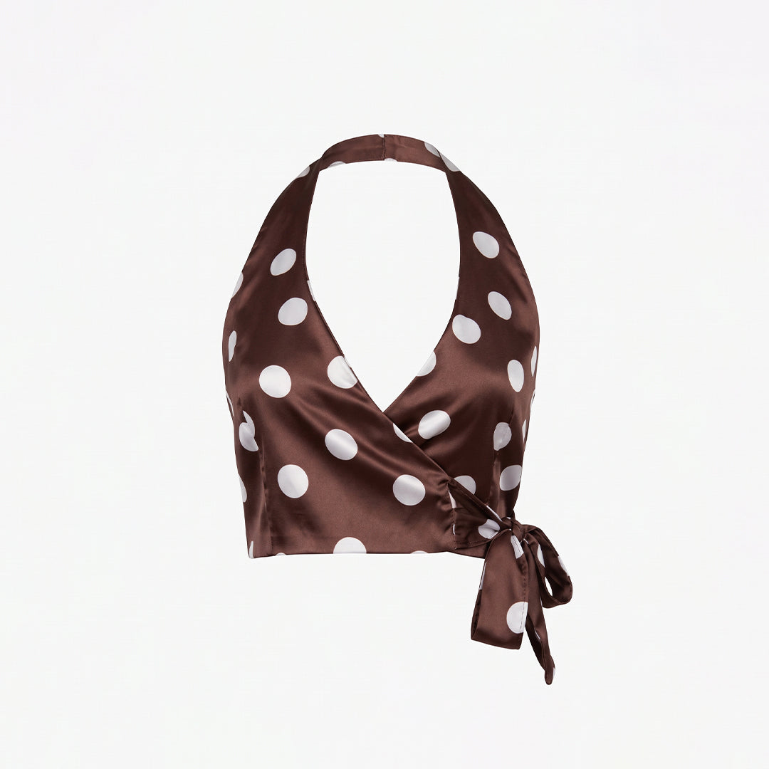 Crop top polka dots satinado
