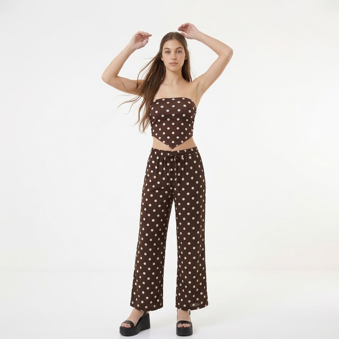 Pantalón ancho holgado polka dots
