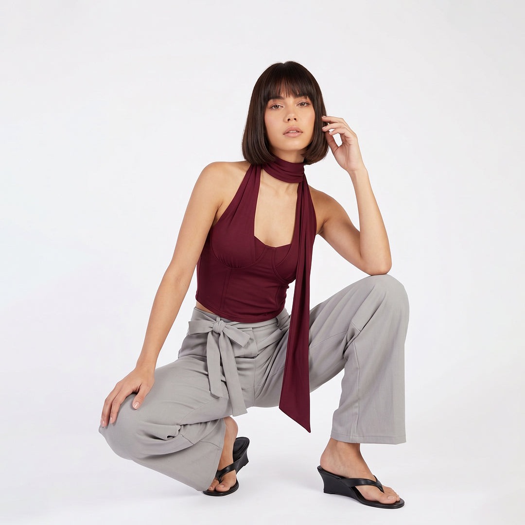 Pantalón ancho fluido lazo