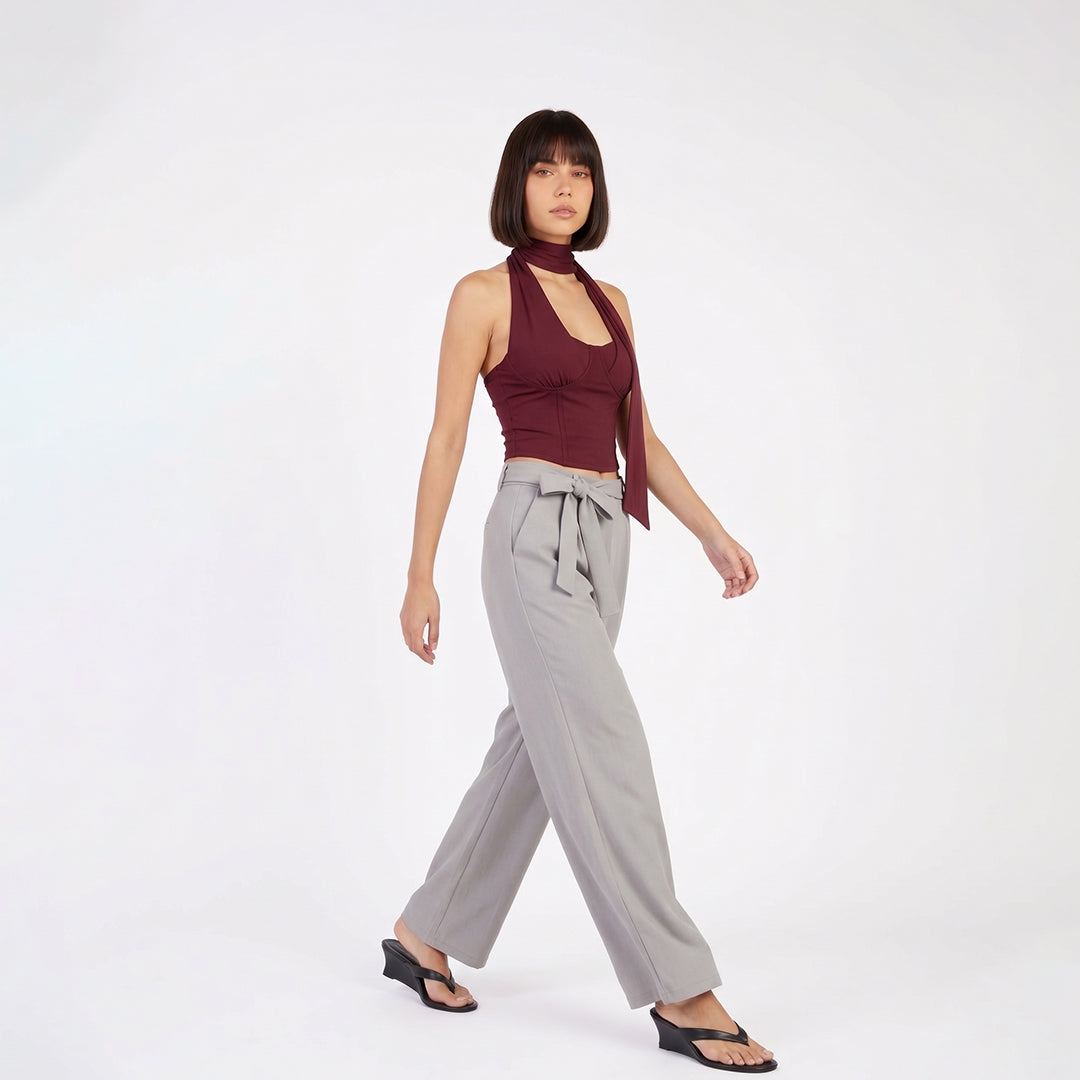 Pantalón ancho fluido lazo