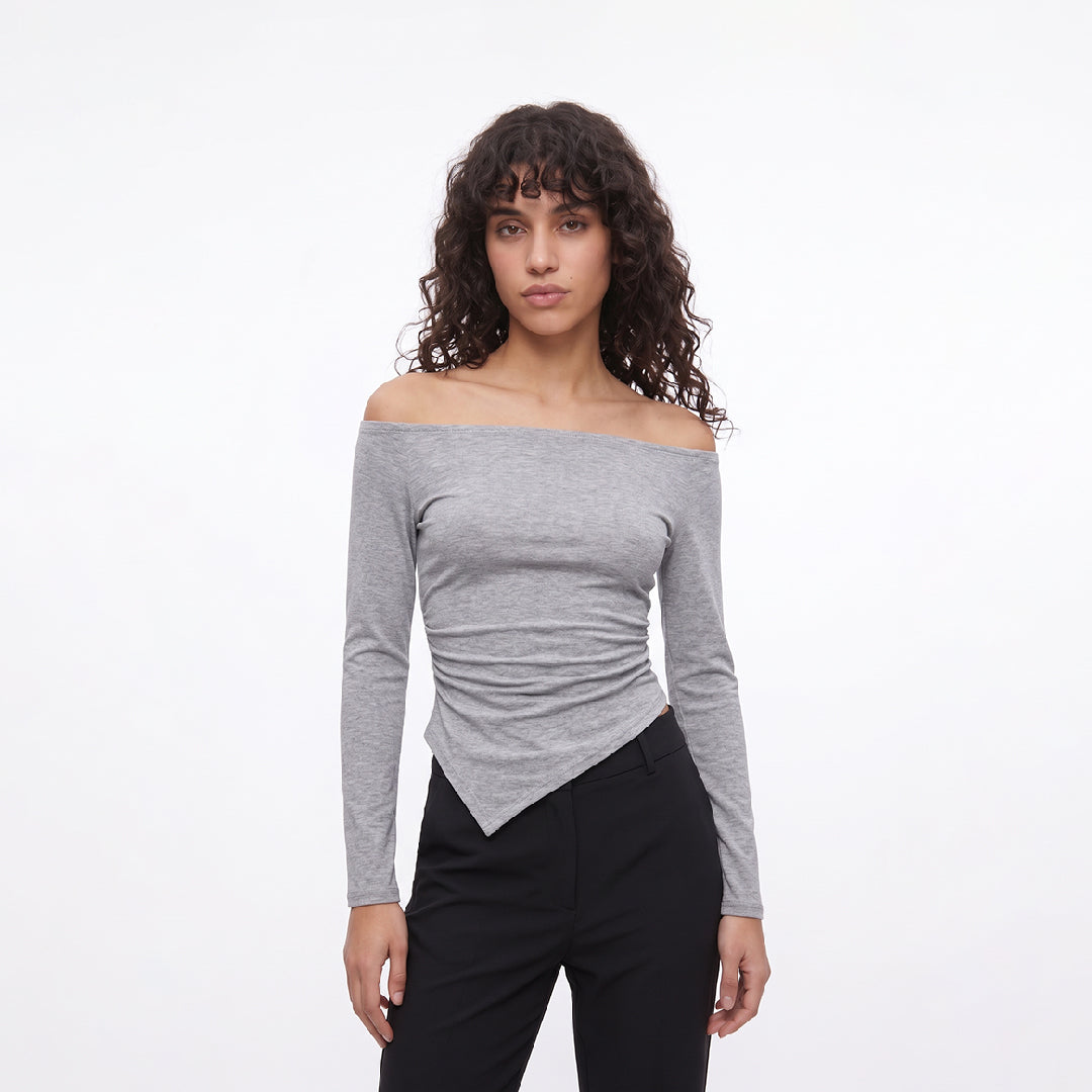 Blusa asimétrica manga larga