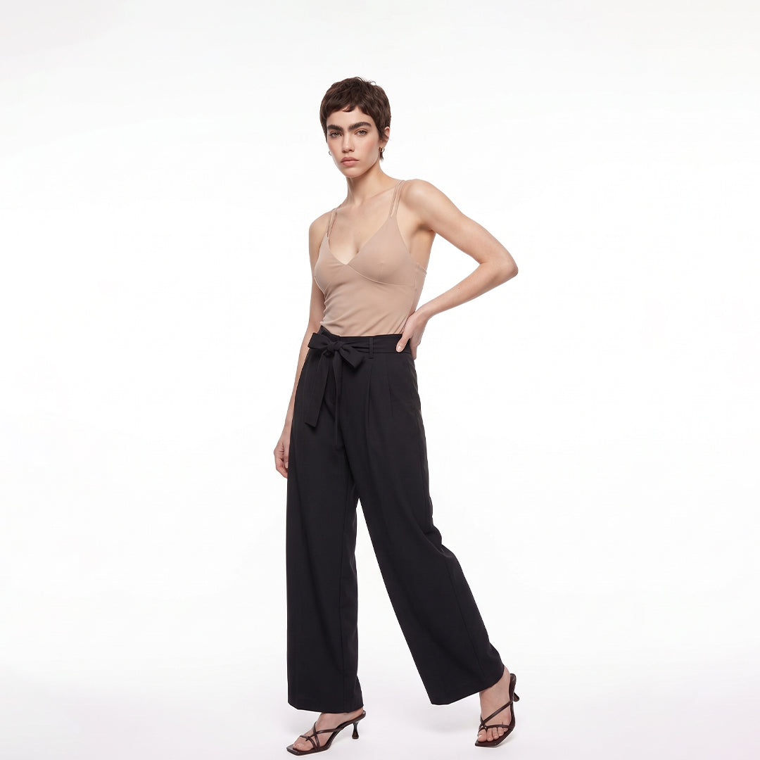 Pantalón ancho fluido lazo