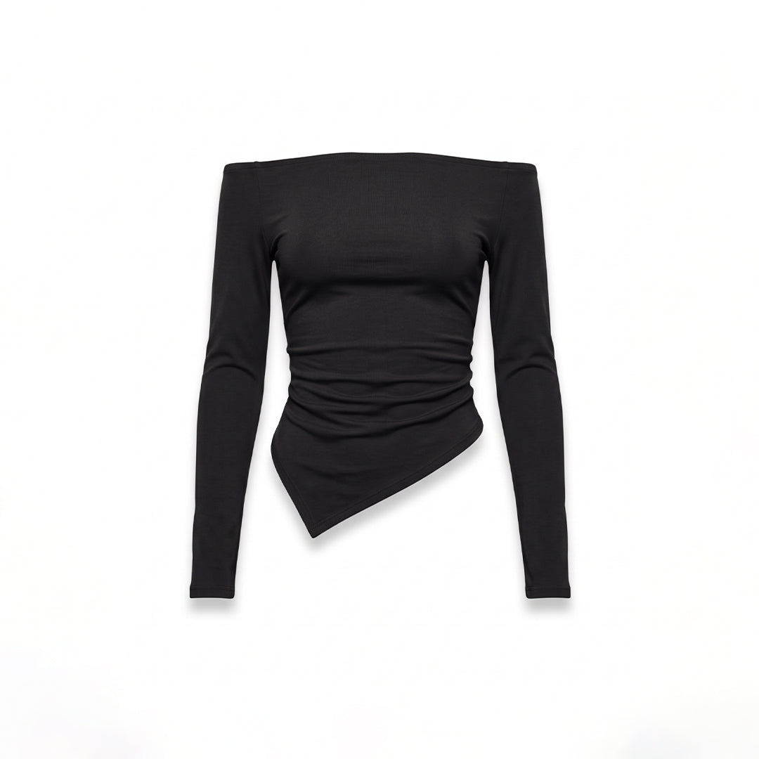 Blusa asimétrica manga larga