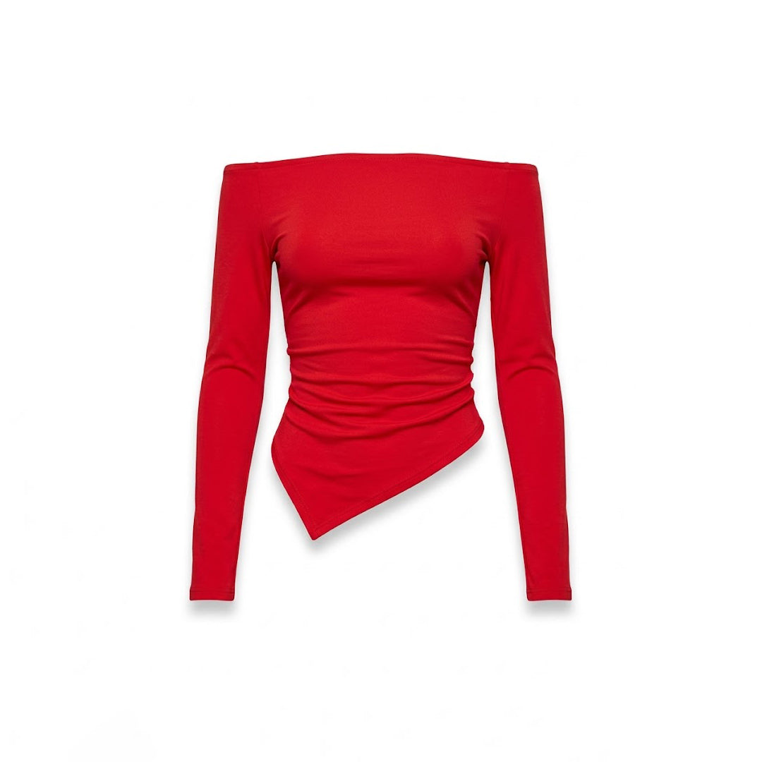 Blusa asimétrica manga larga