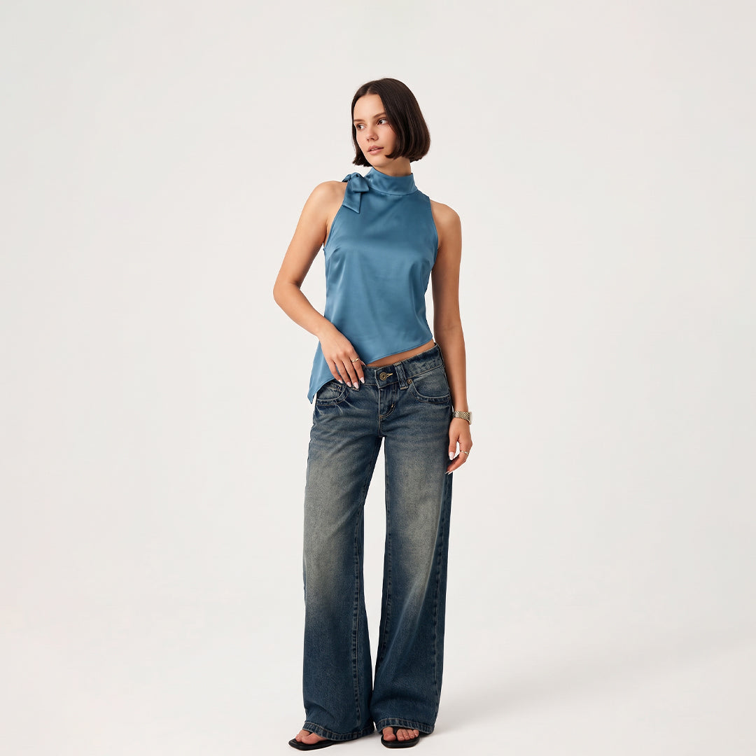 Blusa asimétrica satinada