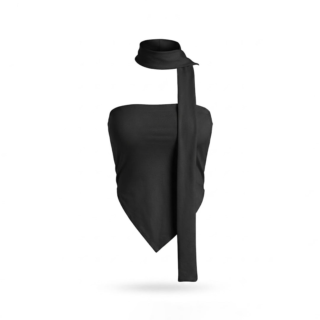 Blusa strapless asimétrica bufanda