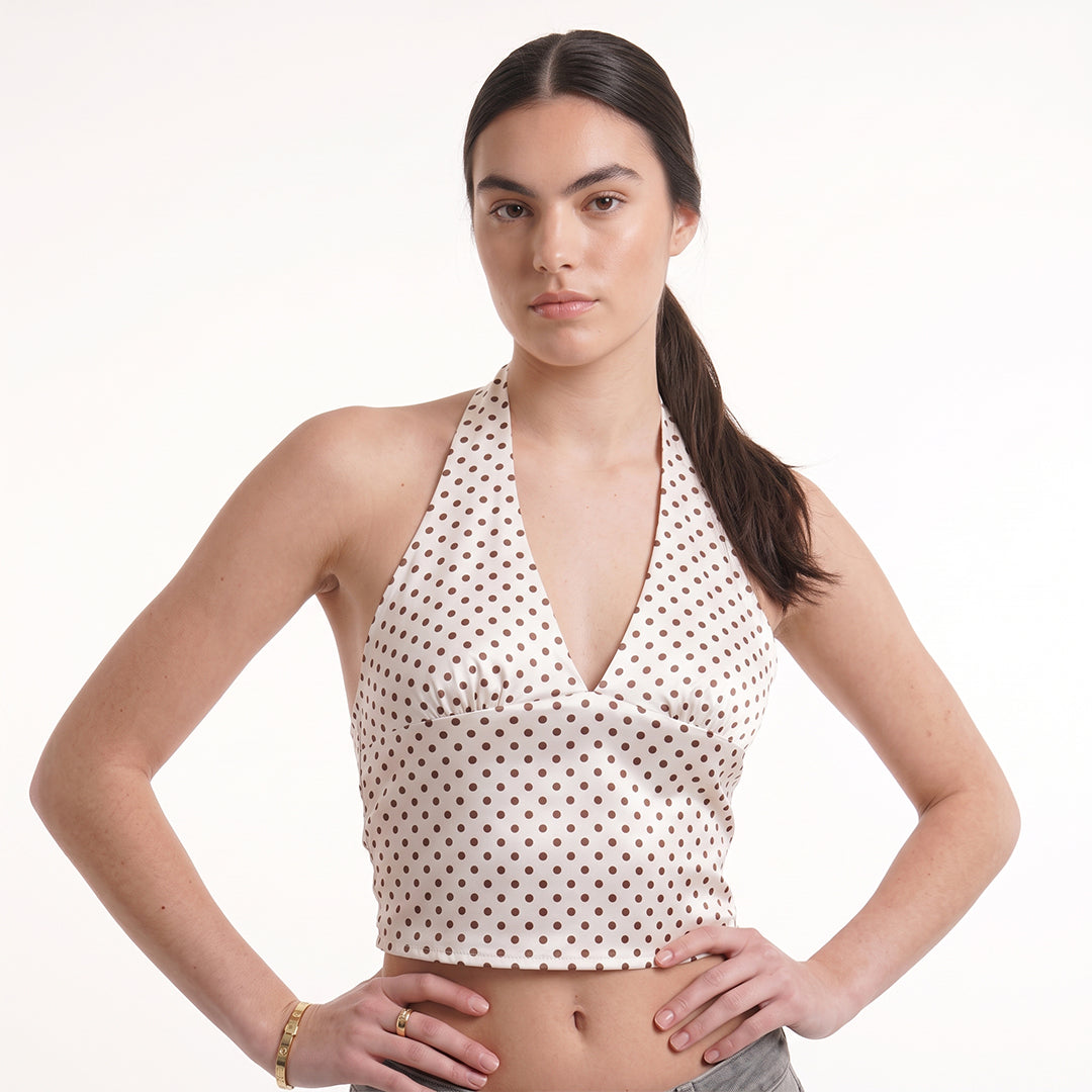 Crop top polka dots satinado