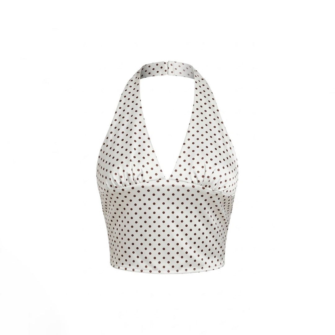 Crop top polka dots satinado