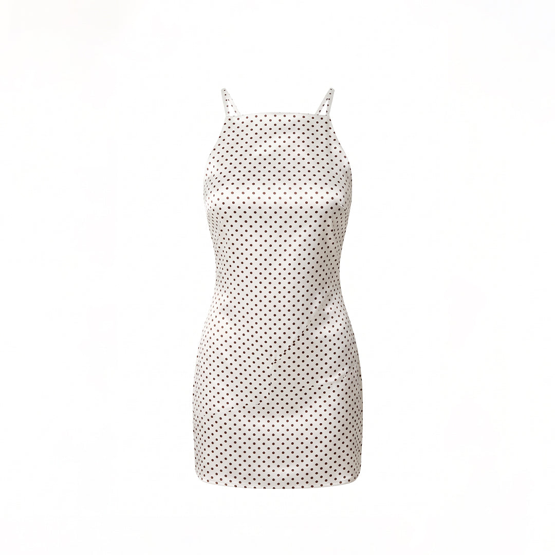 Vestido mini polka dots satinado
