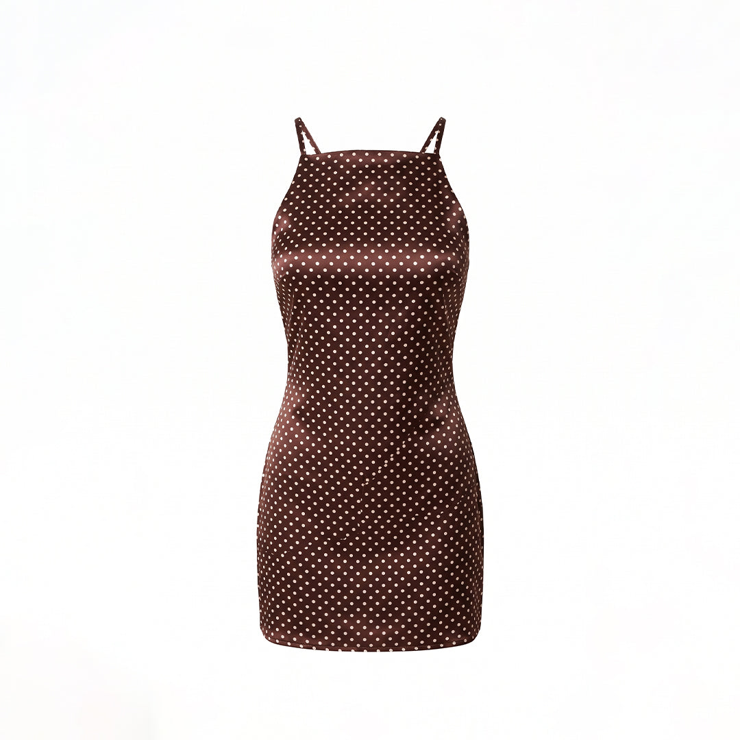Vestido mini polka dots satinado