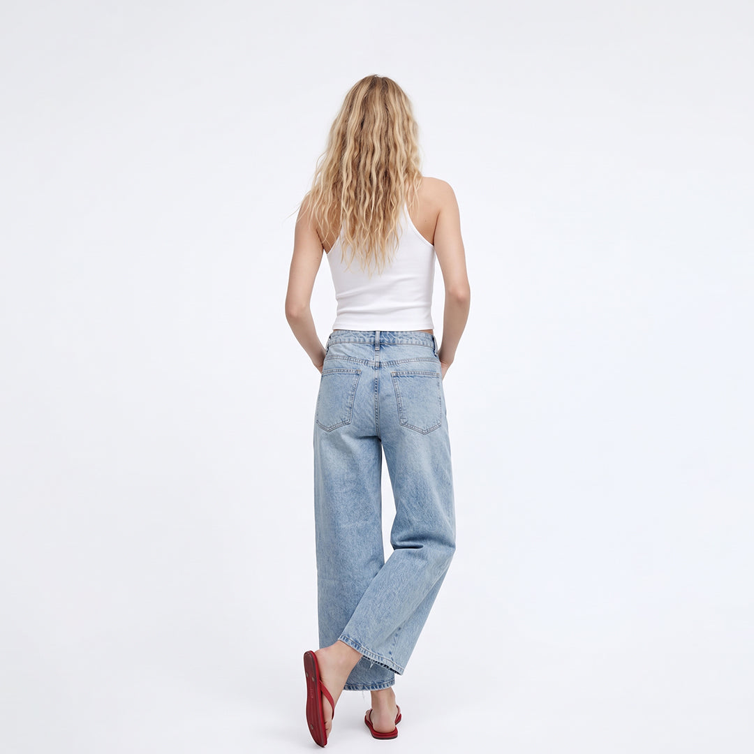 Jean wide leg denim claro