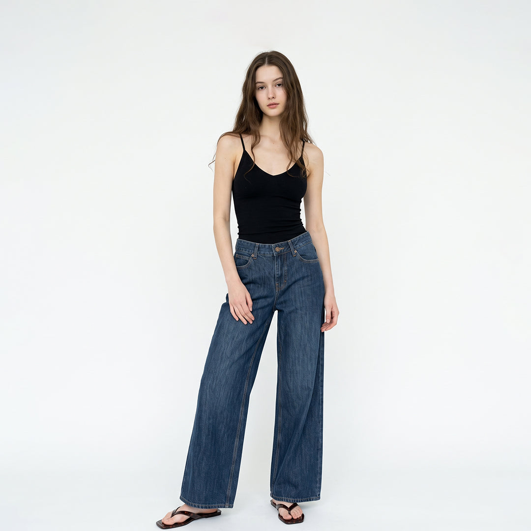 Jean wide leg denim oscuro