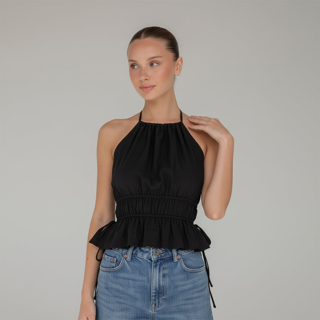 Blusa peplum halter