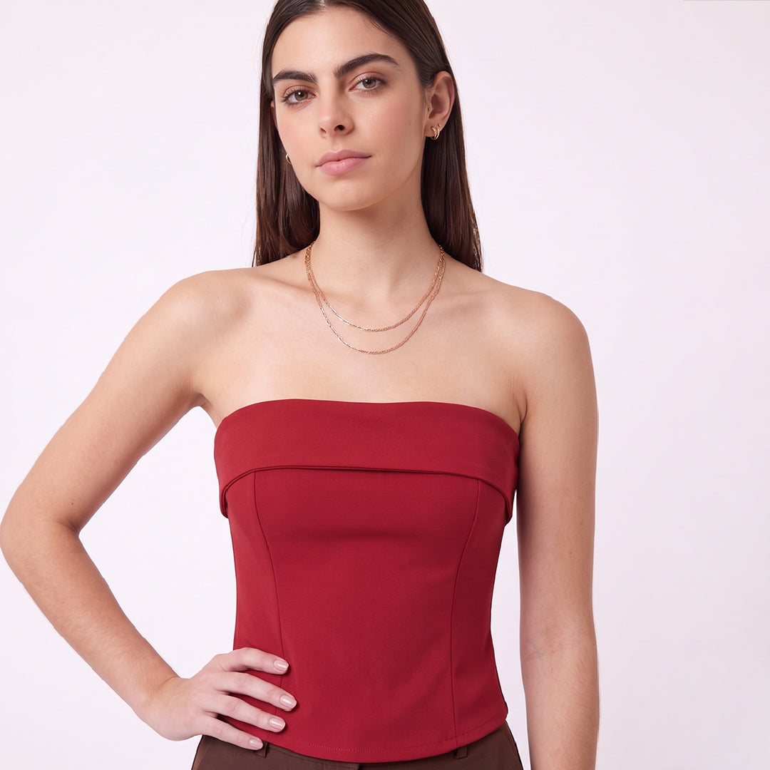 Top strapless doblez