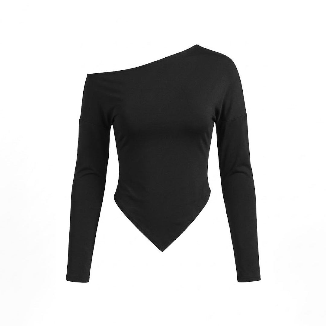 Blusa asimétrica manga larga