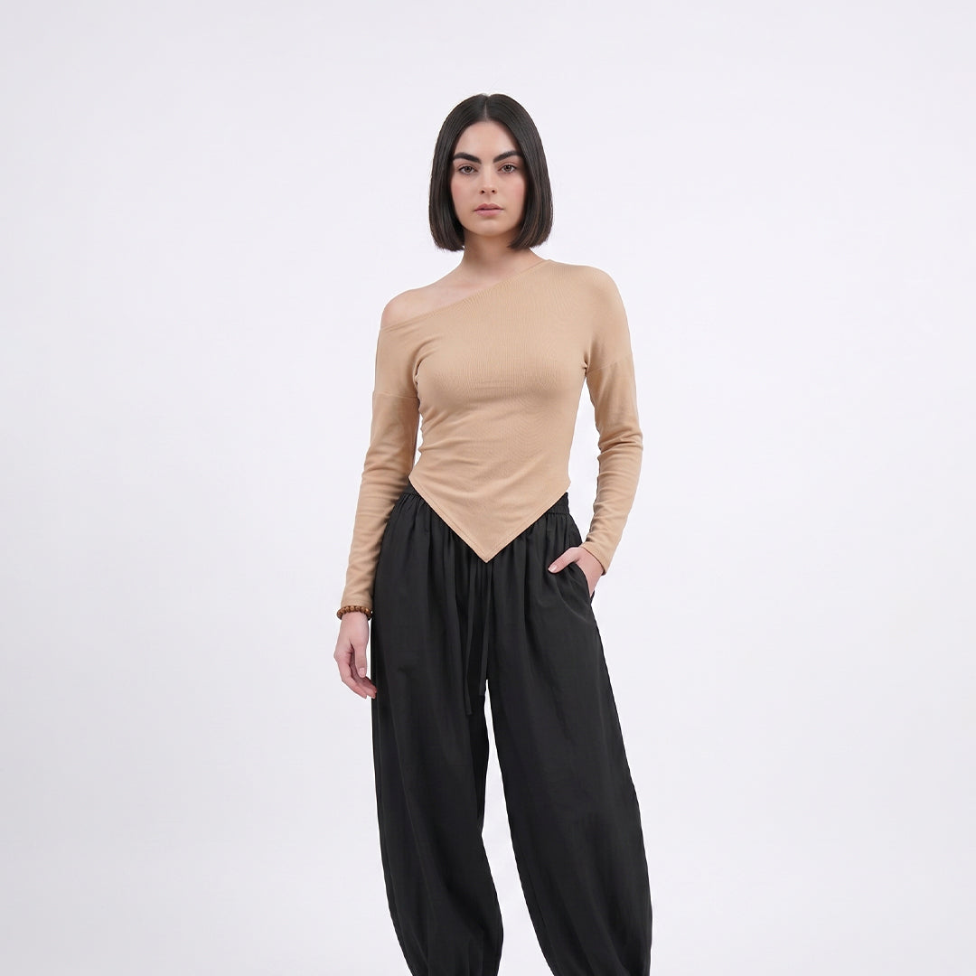 Blusa asimétrica manga larga