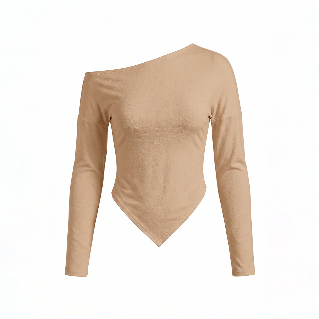 Blusa asimétrica manga larga