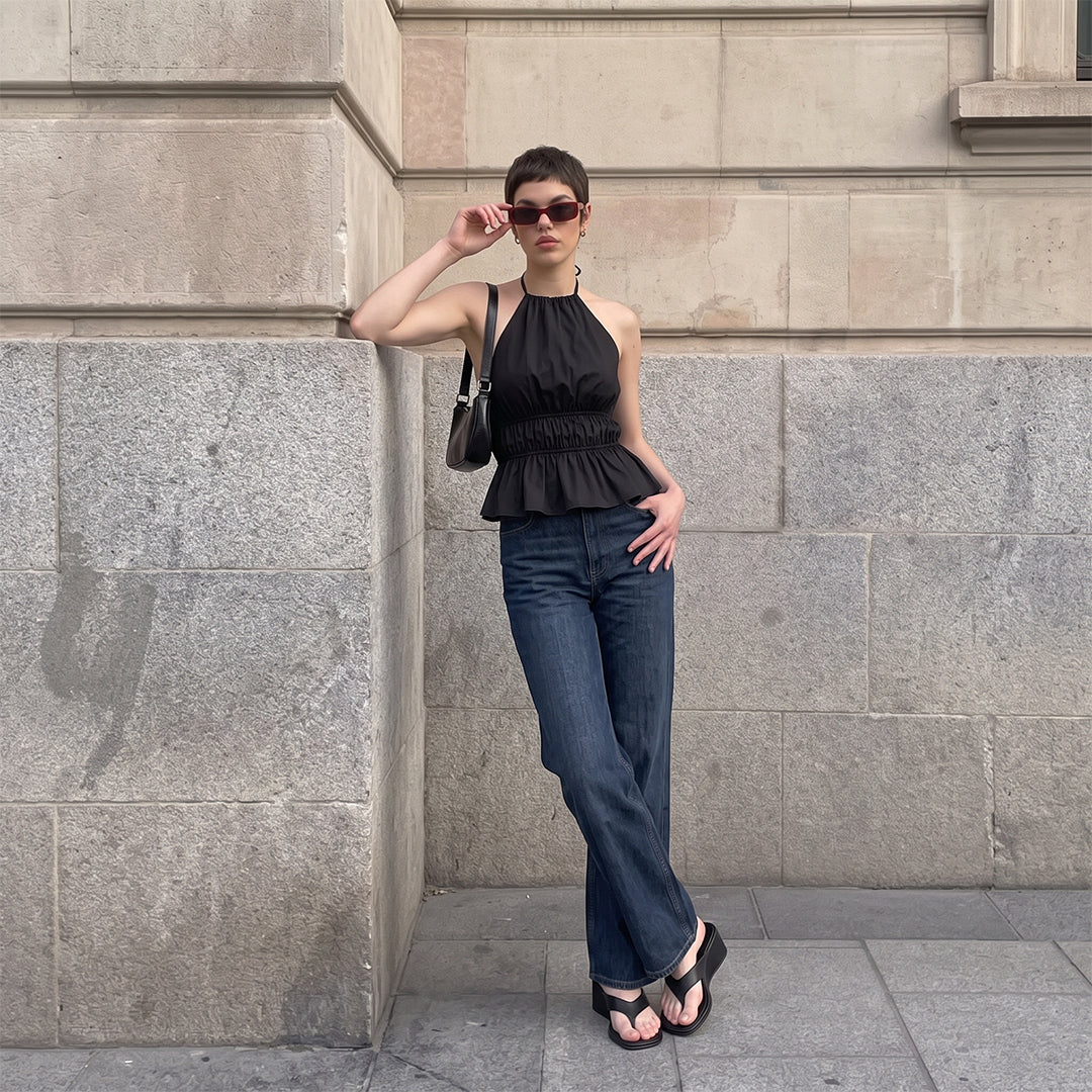 Blusa peplum halter