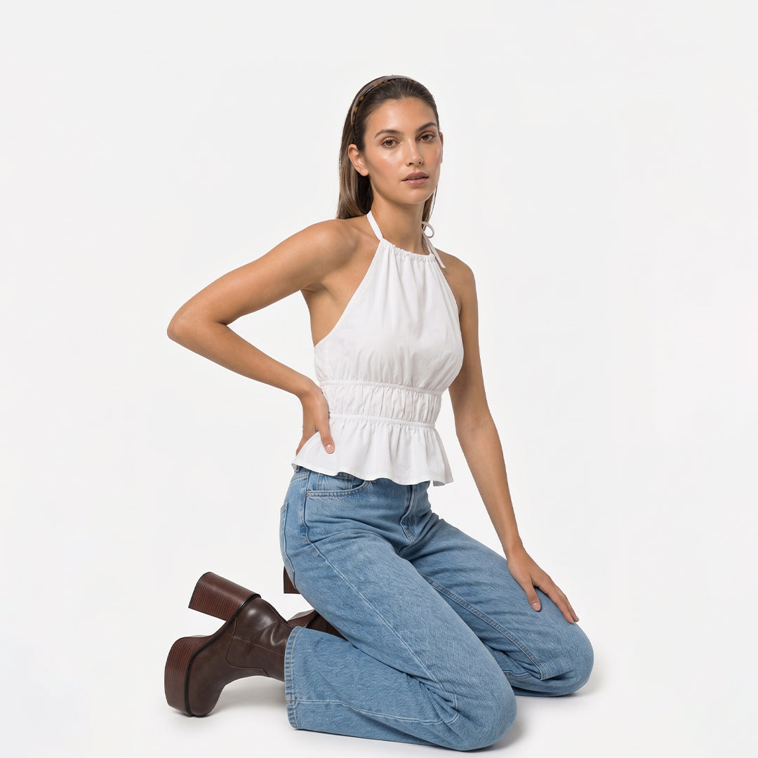 Blusa peplum halter
