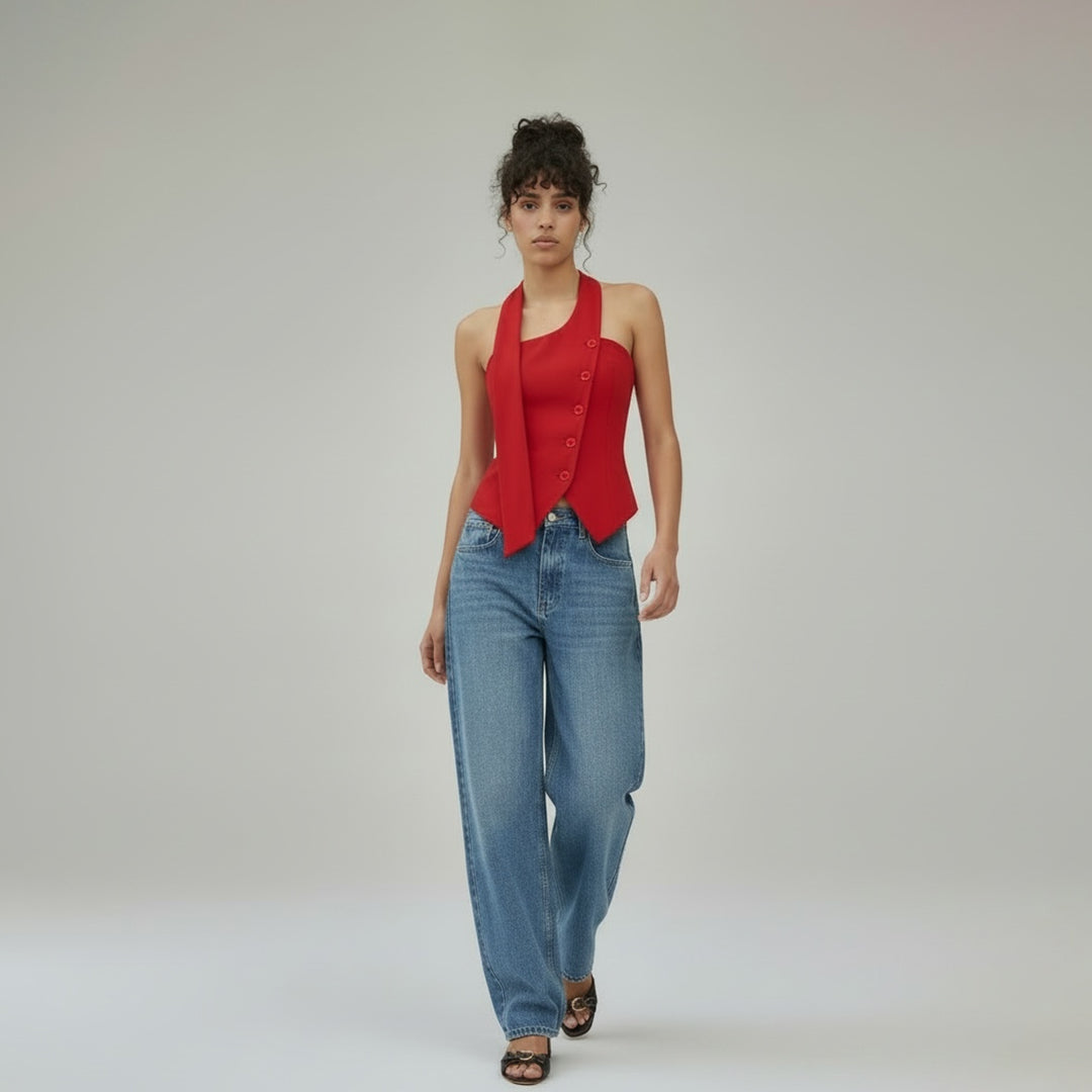 Blusa tipo sastre con corbatín