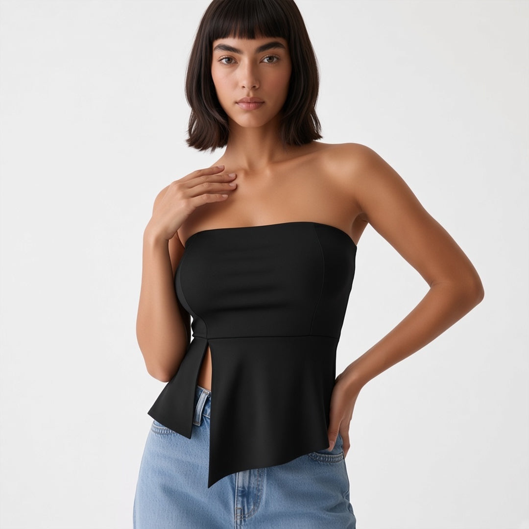 Blusa strapless abertura