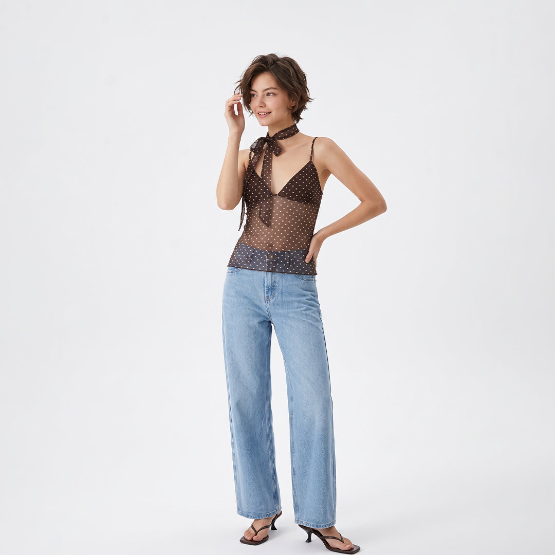 Blusa polka dots mesh
