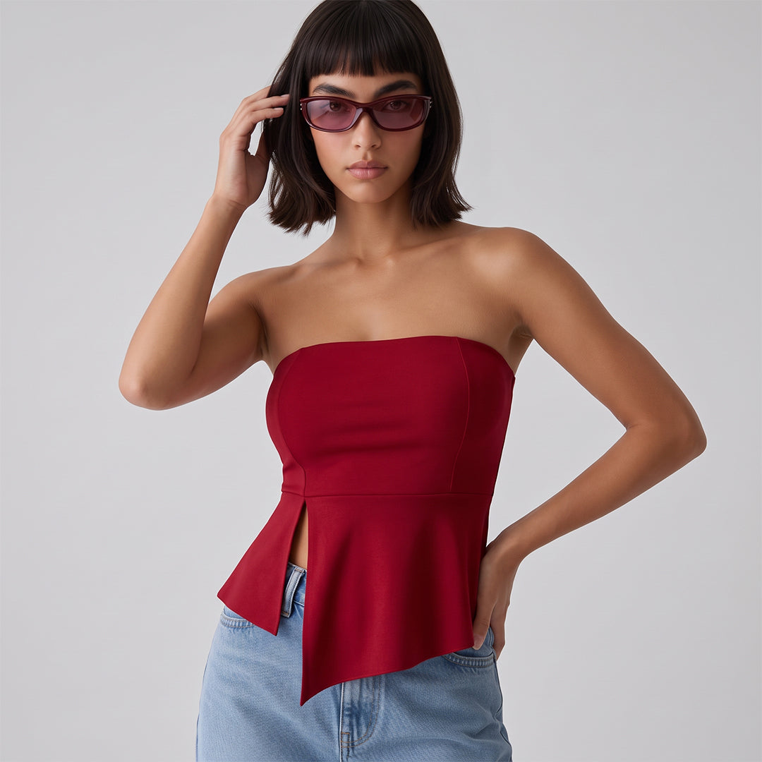Blusa strapless abertura