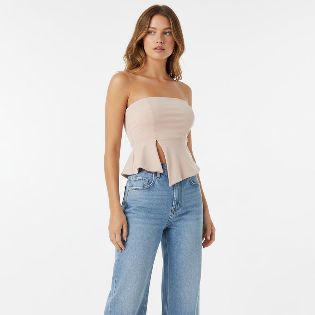Blusa strapless abertura