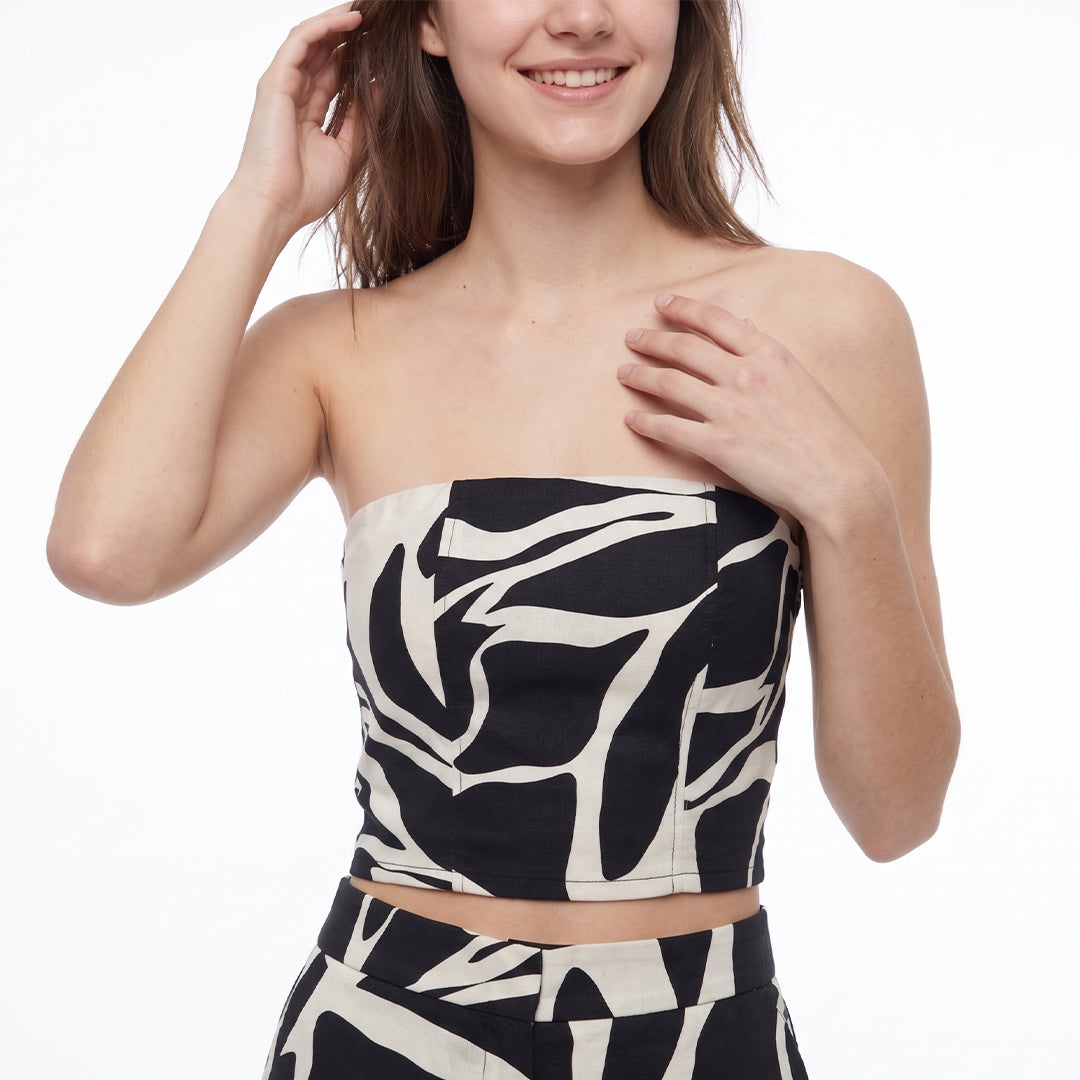 Crop top strapless estampado