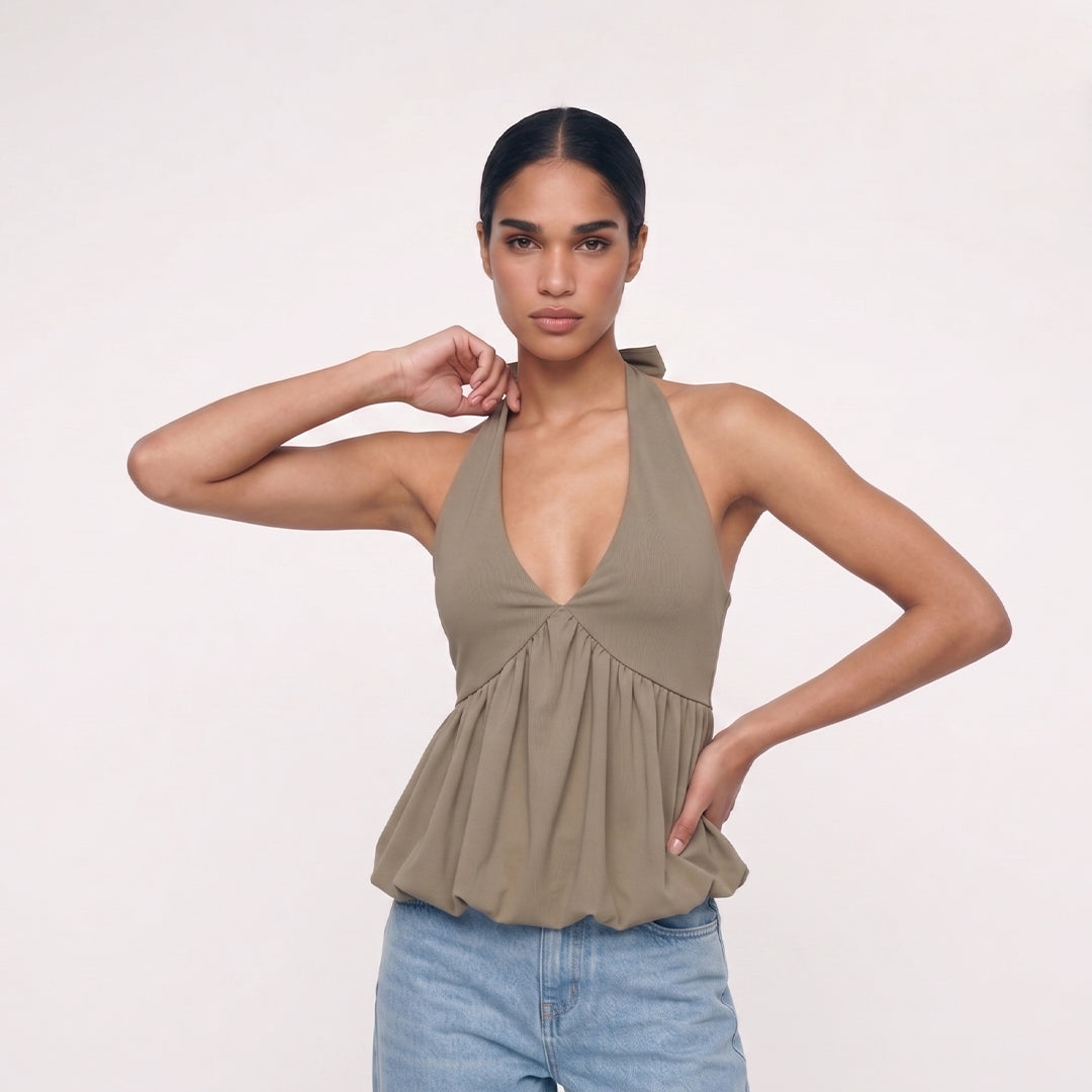 Blusa globo escote en "V"