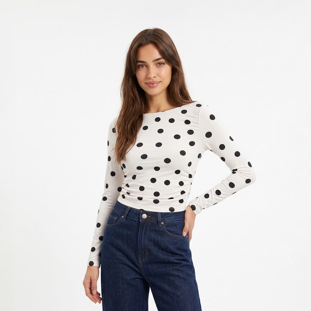 Blusa manga larga polka dots
